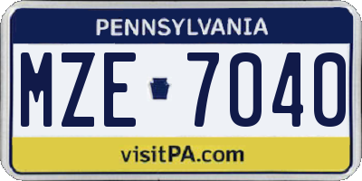 PA license plate MZE7040