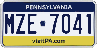 PA license plate MZE7041