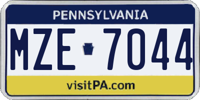 PA license plate MZE7044