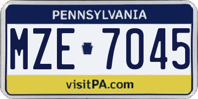 PA license plate MZE7045