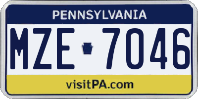 PA license plate MZE7046