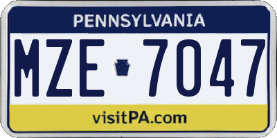 PA license plate MZE7047