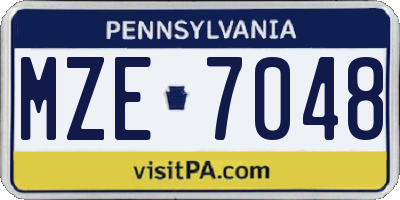 PA license plate MZE7048