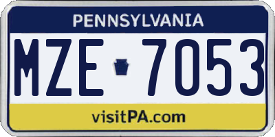 PA license plate MZE7053