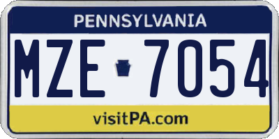 PA license plate MZE7054