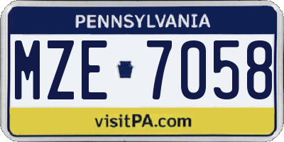 PA license plate MZE7058
