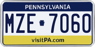 PA license plate MZE7060