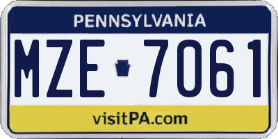 PA license plate MZE7061