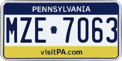PA license plate MZE7063
