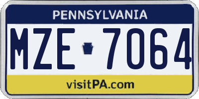 PA license plate MZE7064