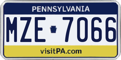 PA license plate MZE7066
