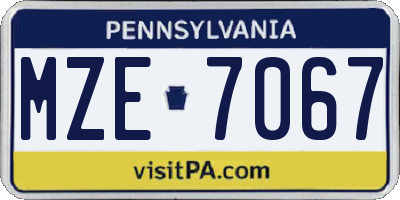 PA license plate MZE7067