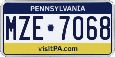 PA license plate MZE7068