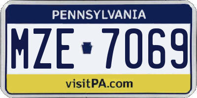 PA license plate MZE7069
