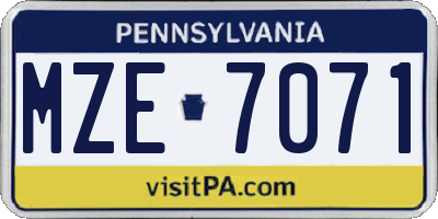PA license plate MZE7071