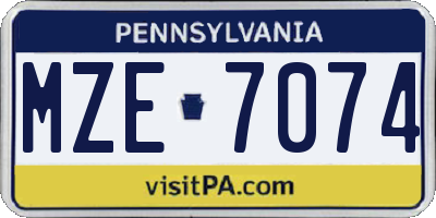PA license plate MZE7074