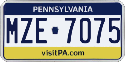 PA license plate MZE7075