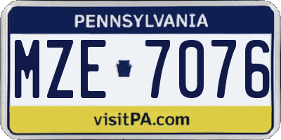 PA license plate MZE7076