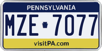 PA license plate MZE7077