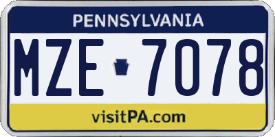 PA license plate MZE7078
