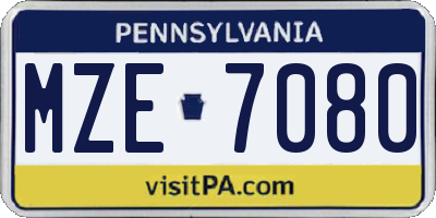 PA license plate MZE7080