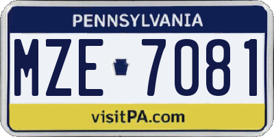 PA license plate MZE7081