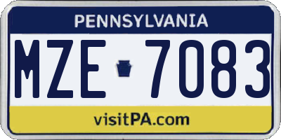 PA license plate MZE7083