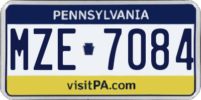 PA license plate MZE7084
