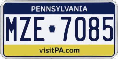 PA license plate MZE7085