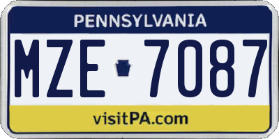 PA license plate MZE7087