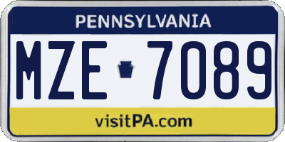 PA license plate MZE7089