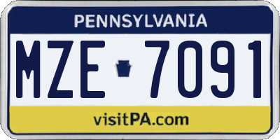 PA license plate MZE7091