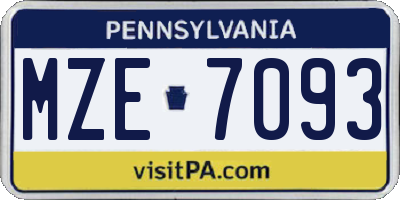 PA license plate MZE7093