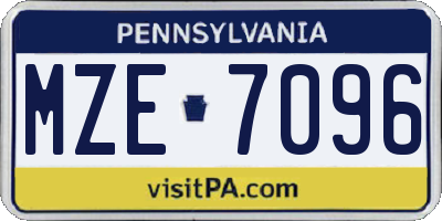 PA license plate MZE7096