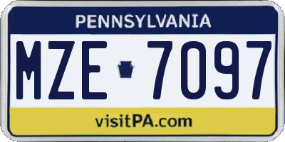 PA license plate MZE7097