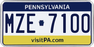 PA license plate MZE7100