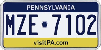 PA license plate MZE7102