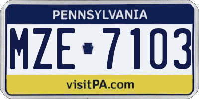 PA license plate MZE7103