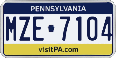 PA license plate MZE7104