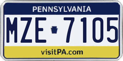 PA license plate MZE7105