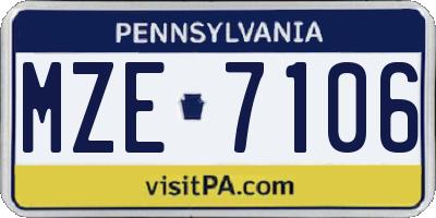 PA license plate MZE7106
