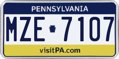 PA license plate MZE7107