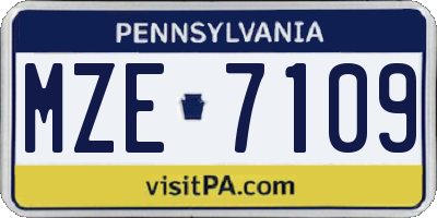 PA license plate MZE7109