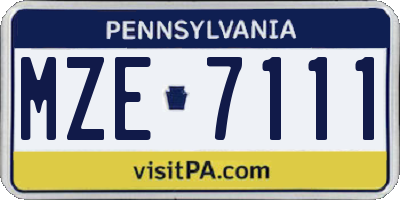 PA license plate MZE7111