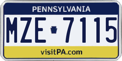 PA license plate MZE7115