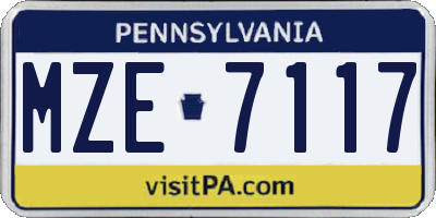 PA license plate MZE7117