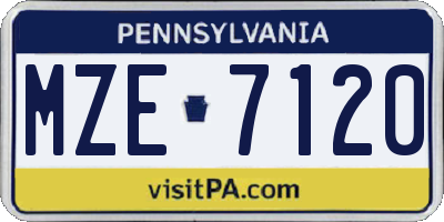 PA license plate MZE7120