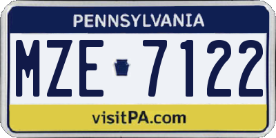 PA license plate MZE7122