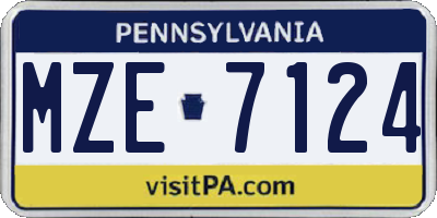 PA license plate MZE7124