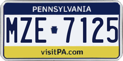 PA license plate MZE7125